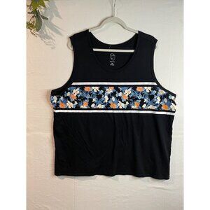 Original Use Tank Top Women's Size XXL Black White Stripes Floral Sleeveless